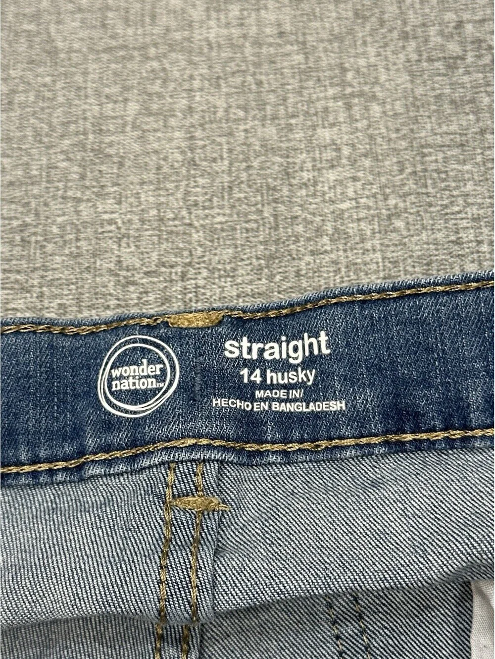 Wonder Nation Boys Jeans Size 30x25.5 Husky Straight Blue Denim Adjustable Waist